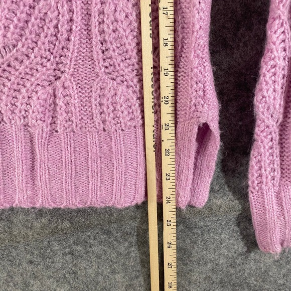 J. Crew Sweater Small Pink Pointelle Alpaca Knit Mock Neck Long Sleeve - Picture 6 of 10